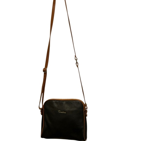 Valentina Black and Tan Italian Crossbody Bag - Picture 12 of 12